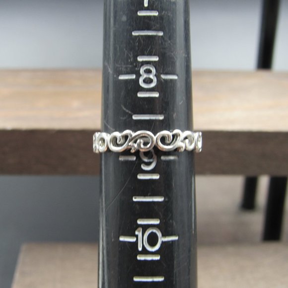 Size 8.75 Sterling Silver Fancy Wind Blowing Band Ring Vintage - Picture 5 of 7